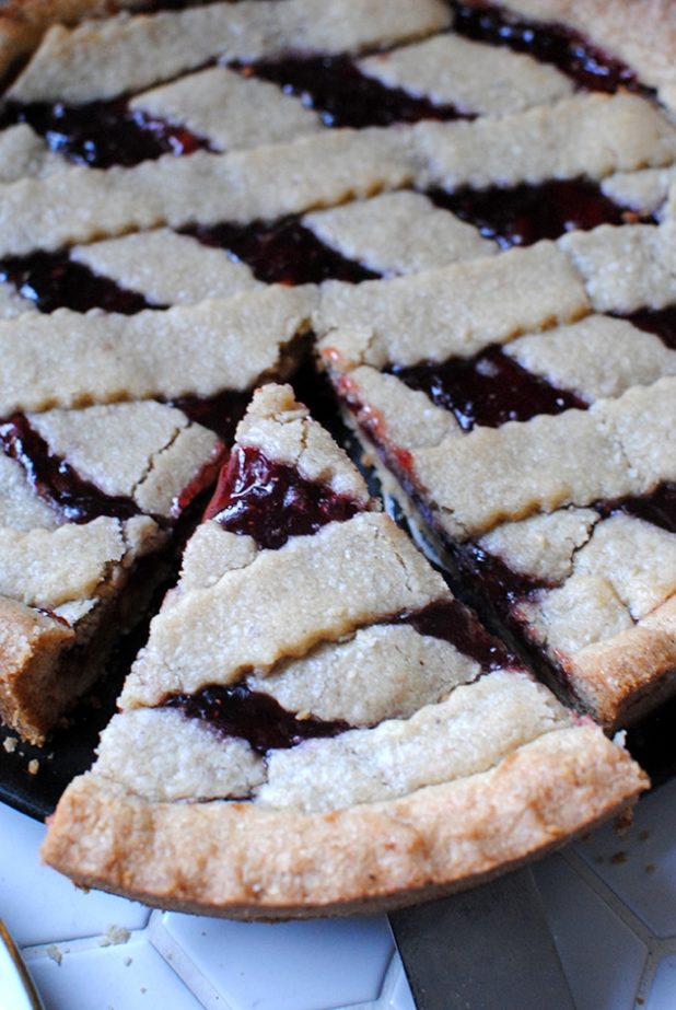 Peanut Butter and Jelly Linzer Torte - Let's Eat Cake