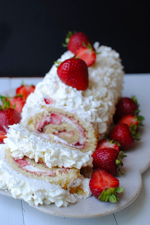 Swiss Roll Cake with Strawberries and Cream - Let's Eat Cake