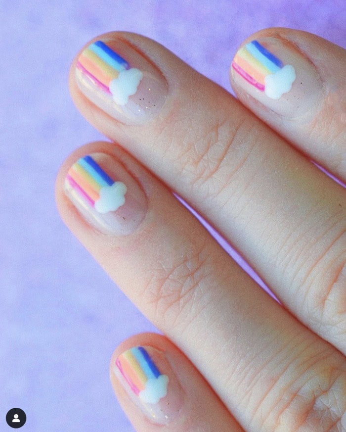 Pride Nails with Clouds