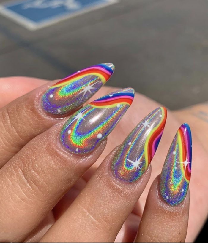 Silver Chrome Pride Nails
