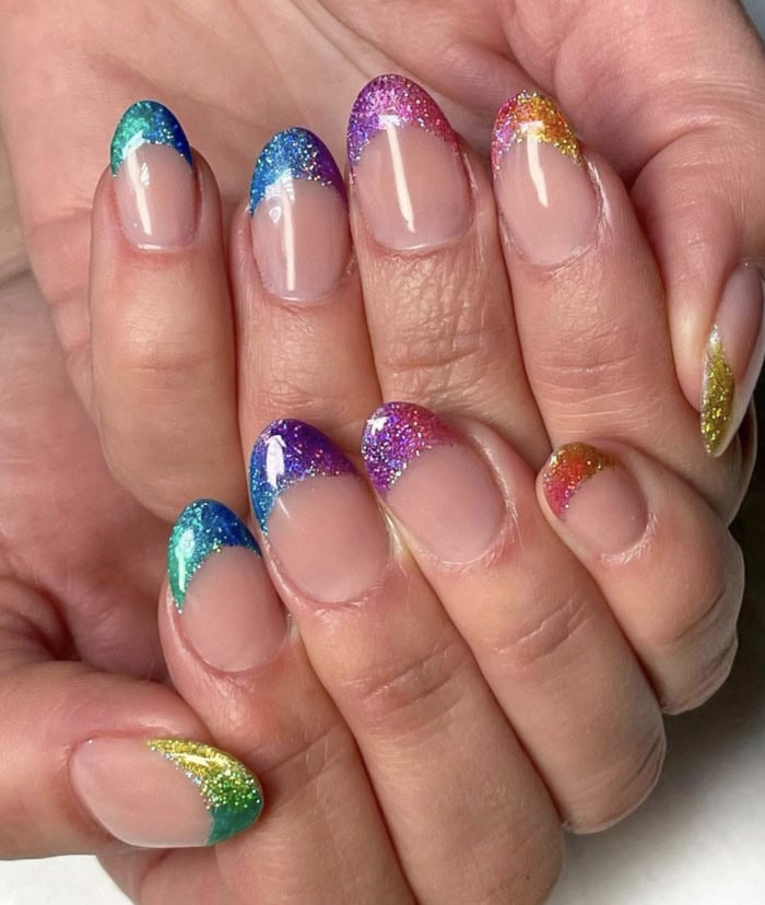 Rainbow Tip Pride Nails