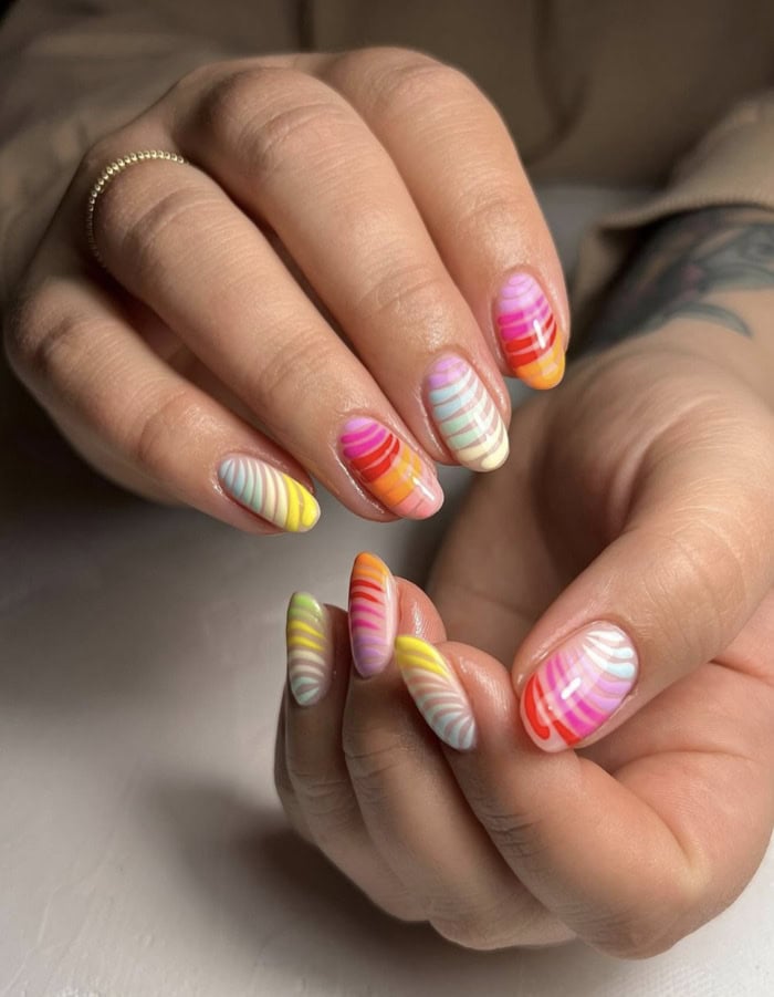 Stripe Lesbian Pride Flag Nails