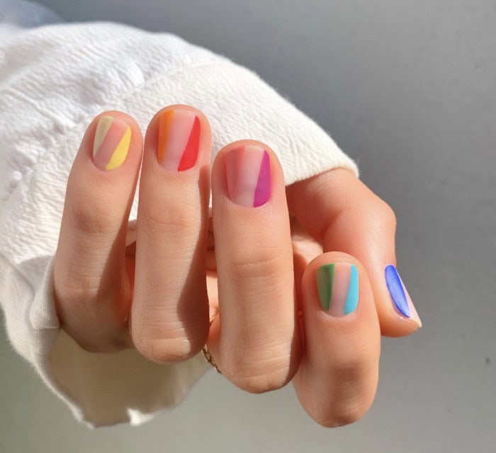 Color blocked Pride Nails