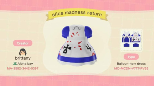 Halloween Ideas Animal Crossing - American McGee Alice Dress