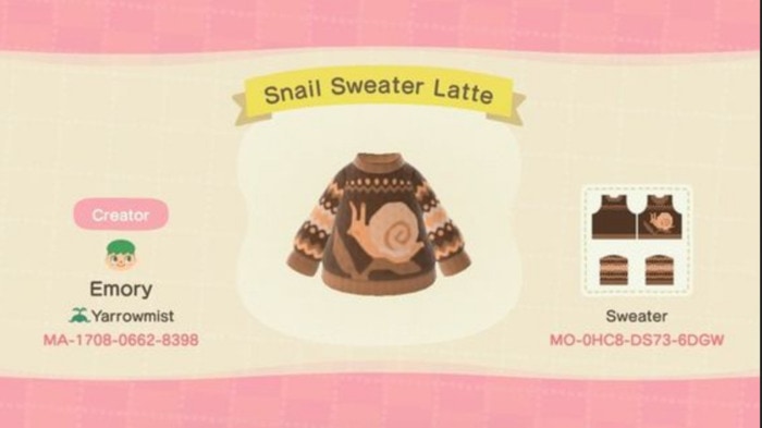 Fall Outfits Animal Crossing - Snail Sweater