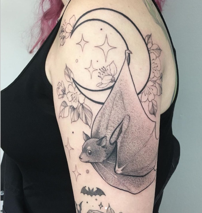 Bat and Moon Temporary Tattoo Under Breast Waterproof Tattoo  Etsy