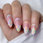 Spring Nails - flower power pastel rounded nail design