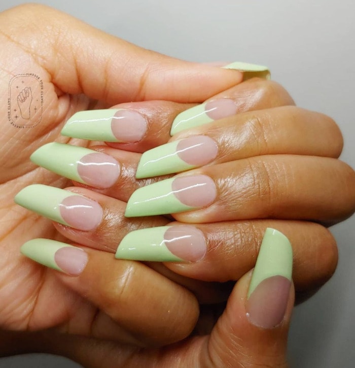 Nail Shapes - lipstick nails green