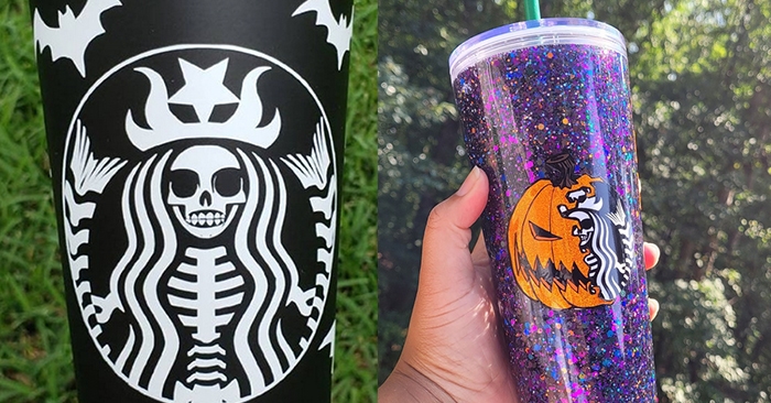 Fall Pumpkin Cute Halloween Hand Painted Custom Starbucks Cup  AnyCharacter/name