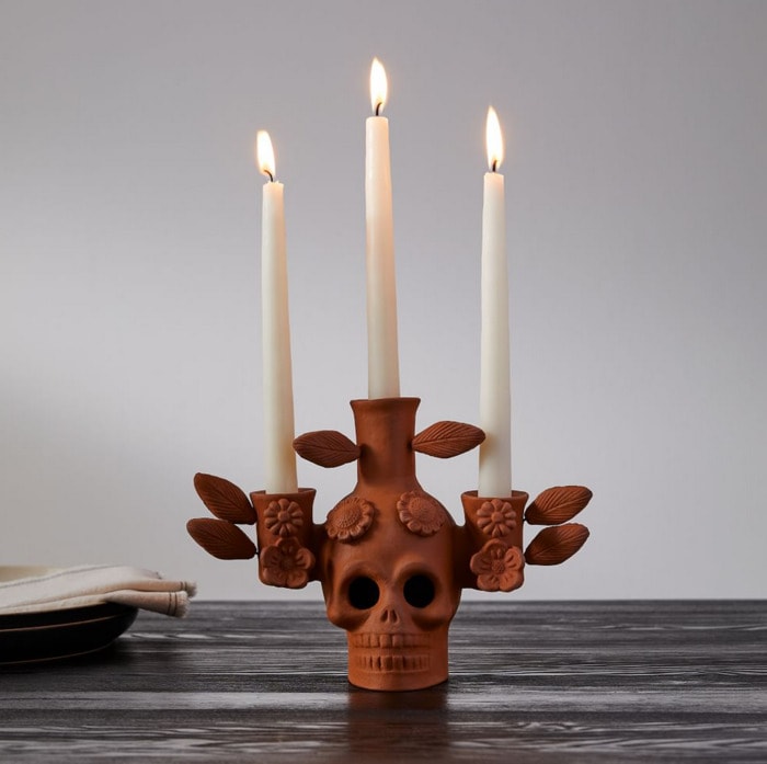 West Elm Halloween Collection - Terracotta Skull Candelabra