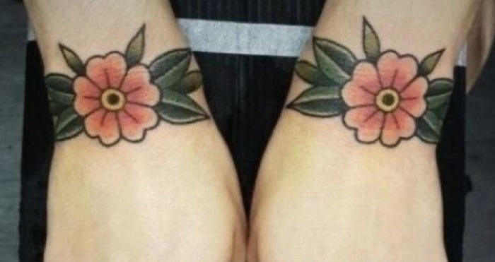 Wrist Tattoos - double flower tattoos