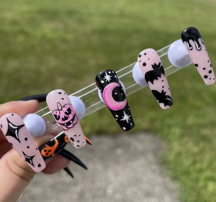 Halloween Nail Designs - spooky chic press ons
