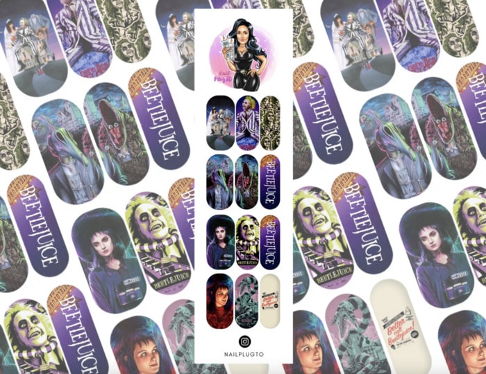 Beetlejuice Nails - Press-on movie stickers