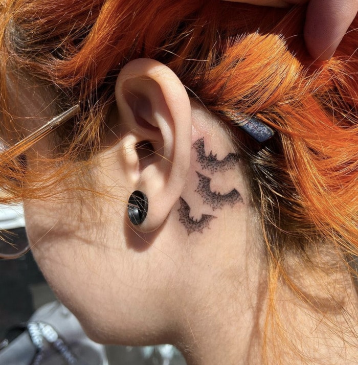Ear Tattoos 31 Gorgeous Creative And Mostly Tiny Tats  Behind ear  tattoos Ear tattoo Black cat tattoos