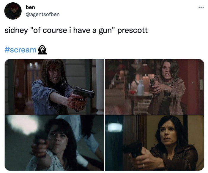 Scream Trailer Easter Eggs - sydney prescott gun