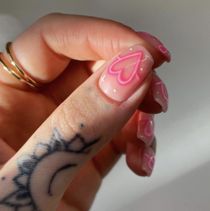 Valentine's Day Nail Designs 2022 - negative space hearts