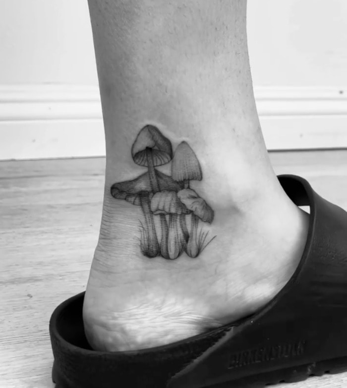 Ankle Tattoos - Mushroom Bunch