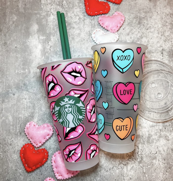 Heart Theme Starbucks personalized cup , Reusable, Super Cute