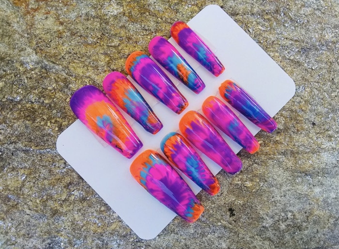 Cute Summer Nails - Tie Dye Press-Ons