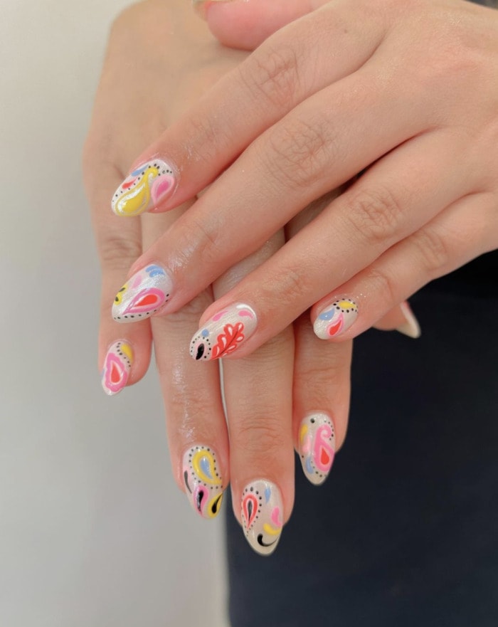 Summer Gel Nail Designs - paisley