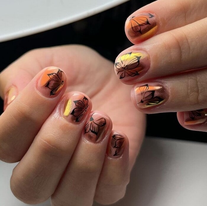 Autumn Fall Nails - Summer into Fall Flowers