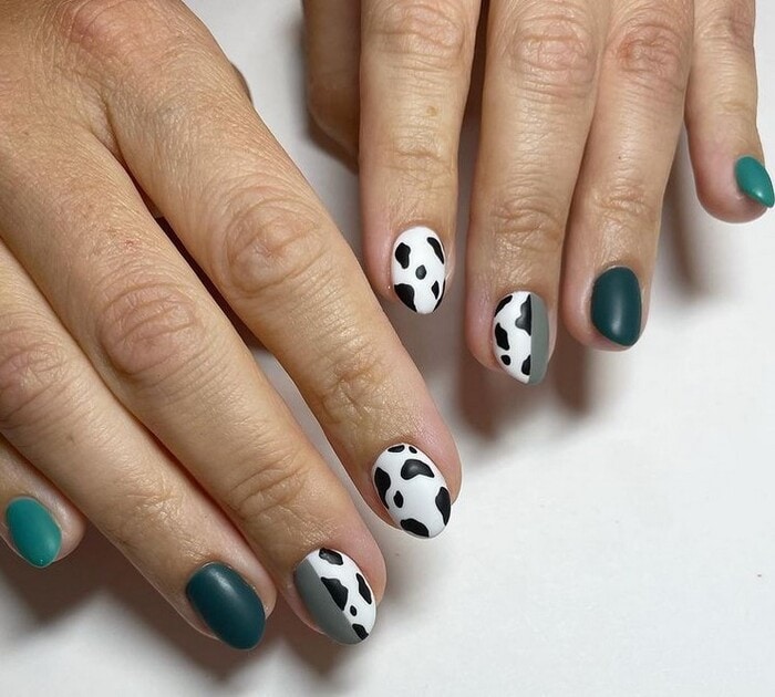 Fall Nail Art - Cow Print Nail Design