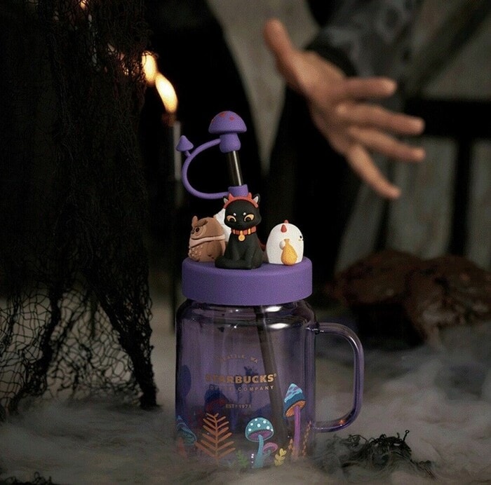 Starbucks Halloween Playful Ghost & Pumpkin Teapot and Glass Cup
