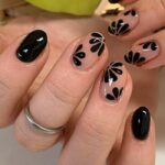 Black Nails - Black Floral Nail Art