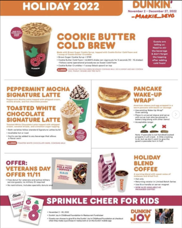 Here's What's On Dunkin's Holiday Menu For 2022 Let's Eat Cake