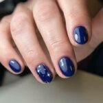 Dark Winter Nails - Dark Blue Nails With White Stars