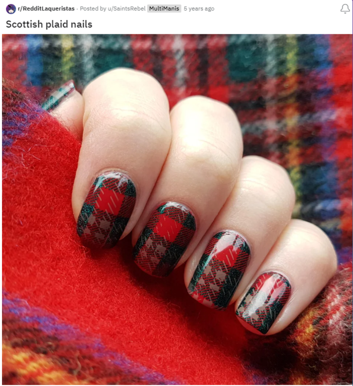 Dark Winter Nails - Plaid Nails