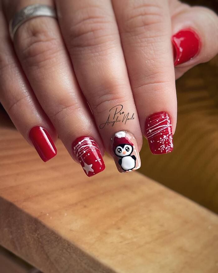 Winter Nail Designs - Penguin Friend