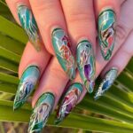 Art Deco Nails - Stained Glass Mermaid Art Deco Nails