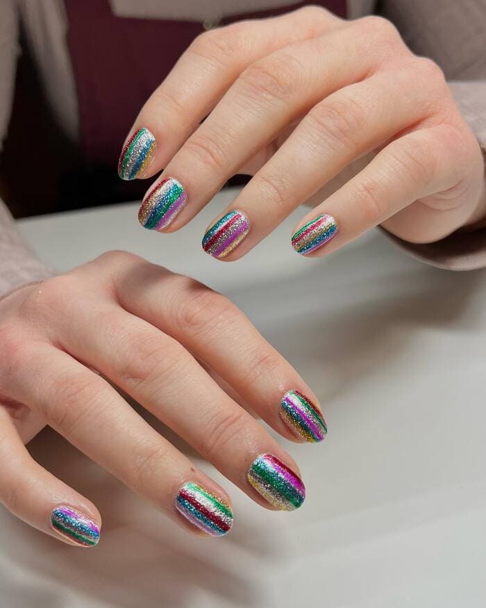 New Year Nail Designs - Tinsel Nails