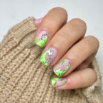 Easter Nail Design Ideas - Green Hills with Bunnies