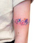 Flower tattoos- Colorful Flower Arm Band Tattoo