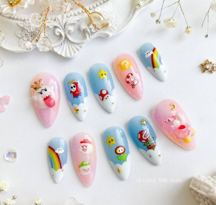 Spring nail deigns- Mario nails