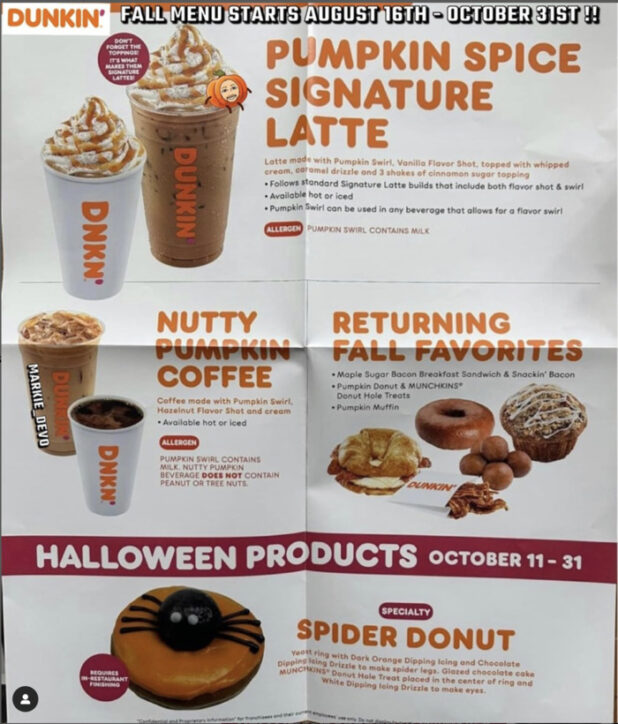 Dunkin's Fall Menu for 2023 Has Arrived Let's Eat Cake