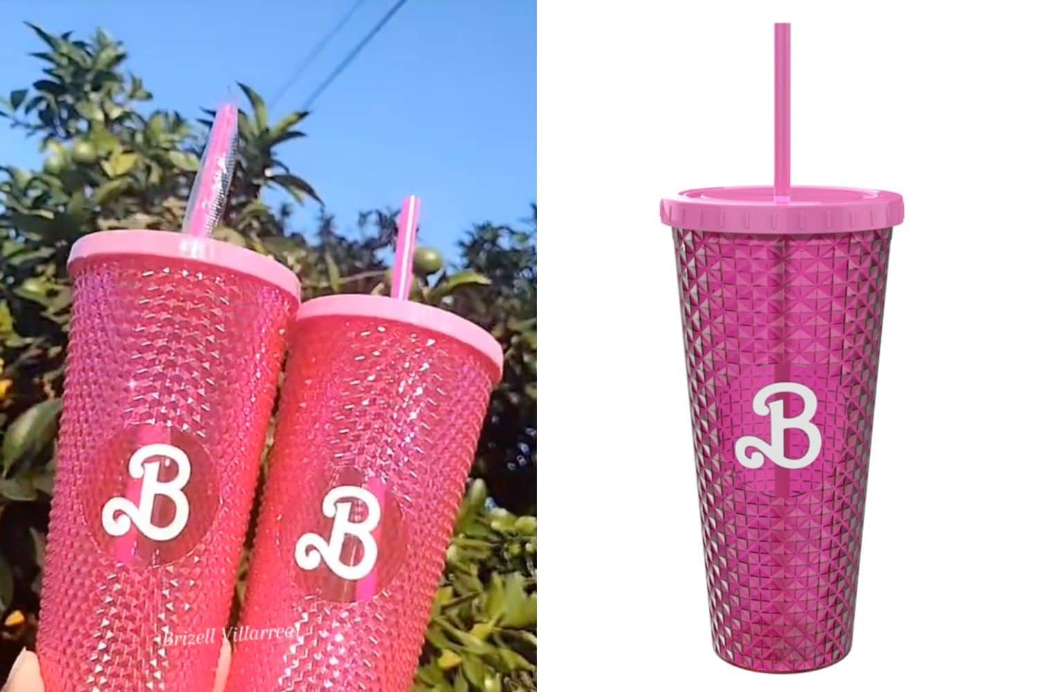 Hot Starbucks Cute Pink Matte Diamond Studded Tumbler Cold Cups
