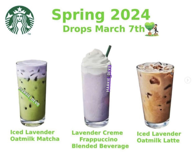 Starbucks Spring Menu for 2024 Features Three Lavender Drinks Let's